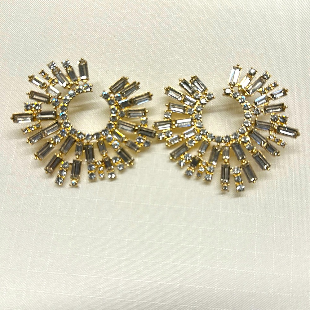 NEW Bauble Bar Gold and Diamond Statement Earrings
